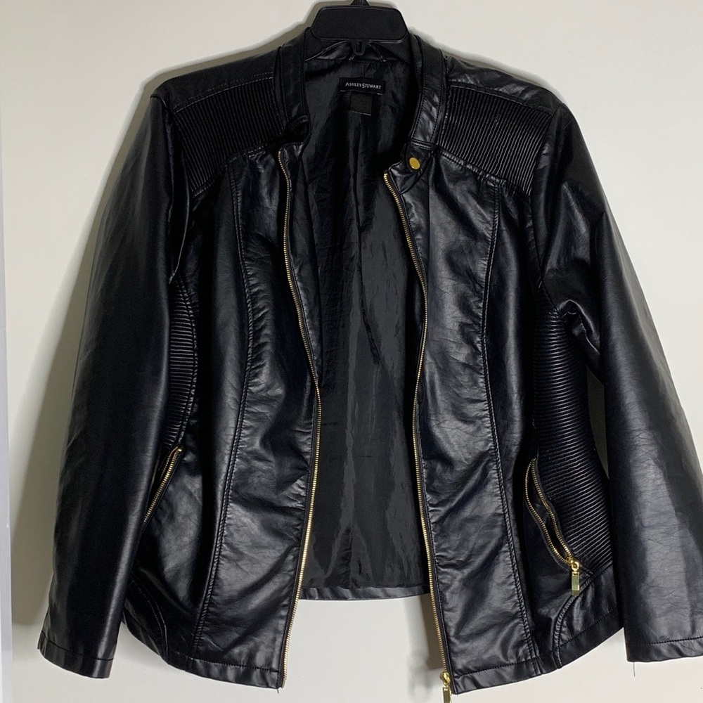 Ashley Stewart black pleather jacket